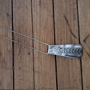 Silver plated Spoon Ring Pendant with .925. 16 inch necklace.